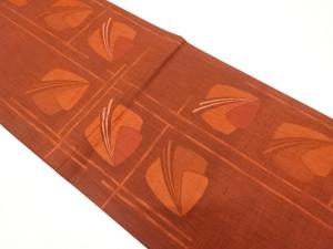 幾何学に花模様織り出し　袋帯